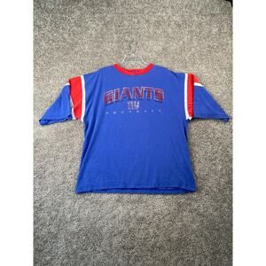 New York Giant Shirt Adult Large Blue Red NFL Football Short Sleeve Mens